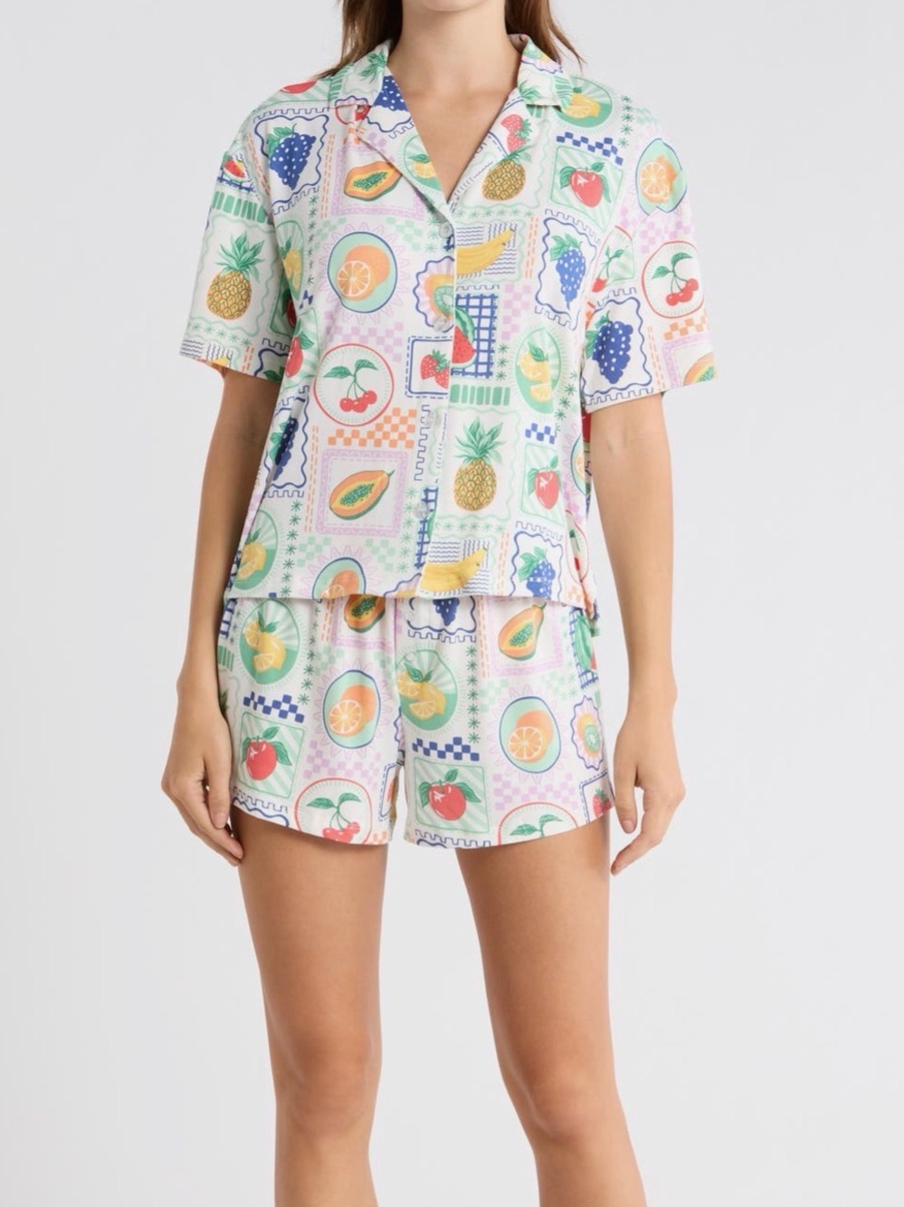 PJ Salvage Pastel Tropical Fruit Cloud Pajama Set